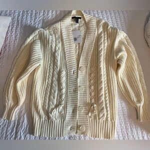 Cable Knit Cardigan Sweater Large